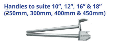 Handles to suite 10”, 12”, 16” & 18” (250mm, 300mm, 400mm & 450mm)